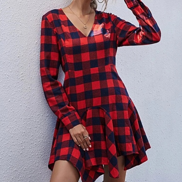 🔥FLASH SALE🔥Buffalo Plaid Ruffle Skater Dress - Picture 6 of 6